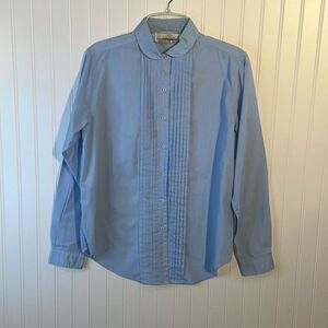 Rainbow Ridge Pleated Too Women’s 16 Blue Long Sleeve Button Down Work Dress